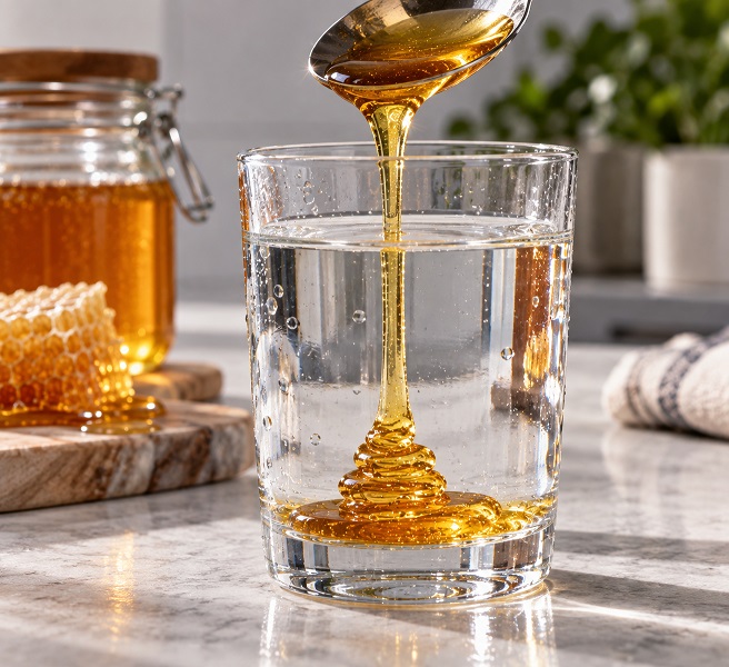 آزمایش تهنشین شدن عسل طبیعی در لیوان آب سرد